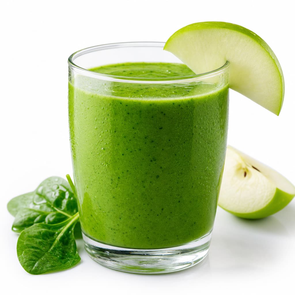Batido verde con inulina de agave, espinacas y manzana preparada como receta RAIAN