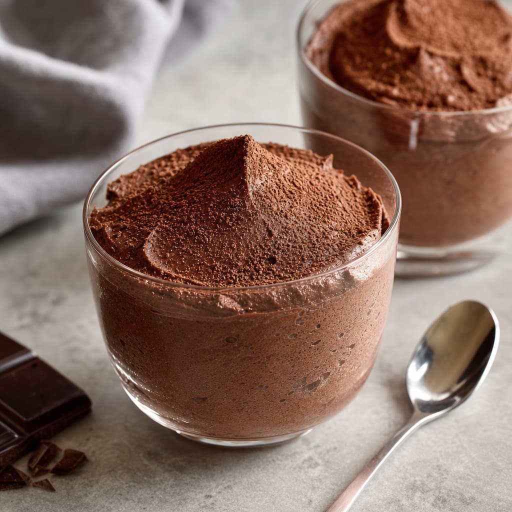 Mousse de chocolate a la taza sin huevo preparada como receta RAIAN