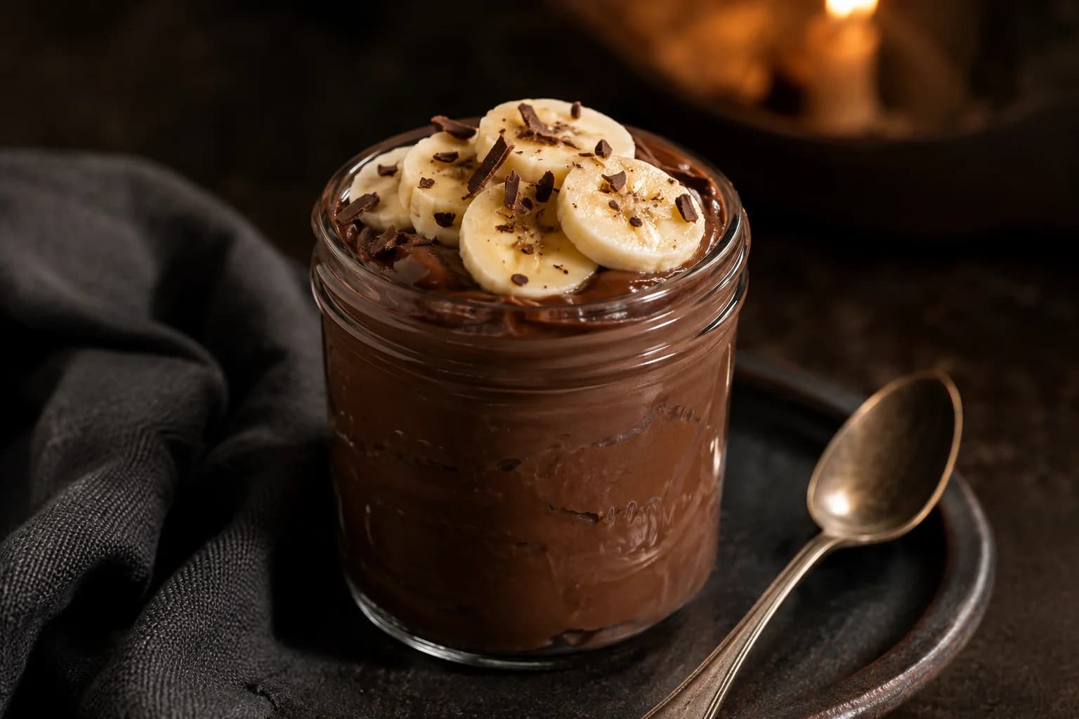 Pudding nocturno de caseína con cacao y plátano preparada como receta RAIAN