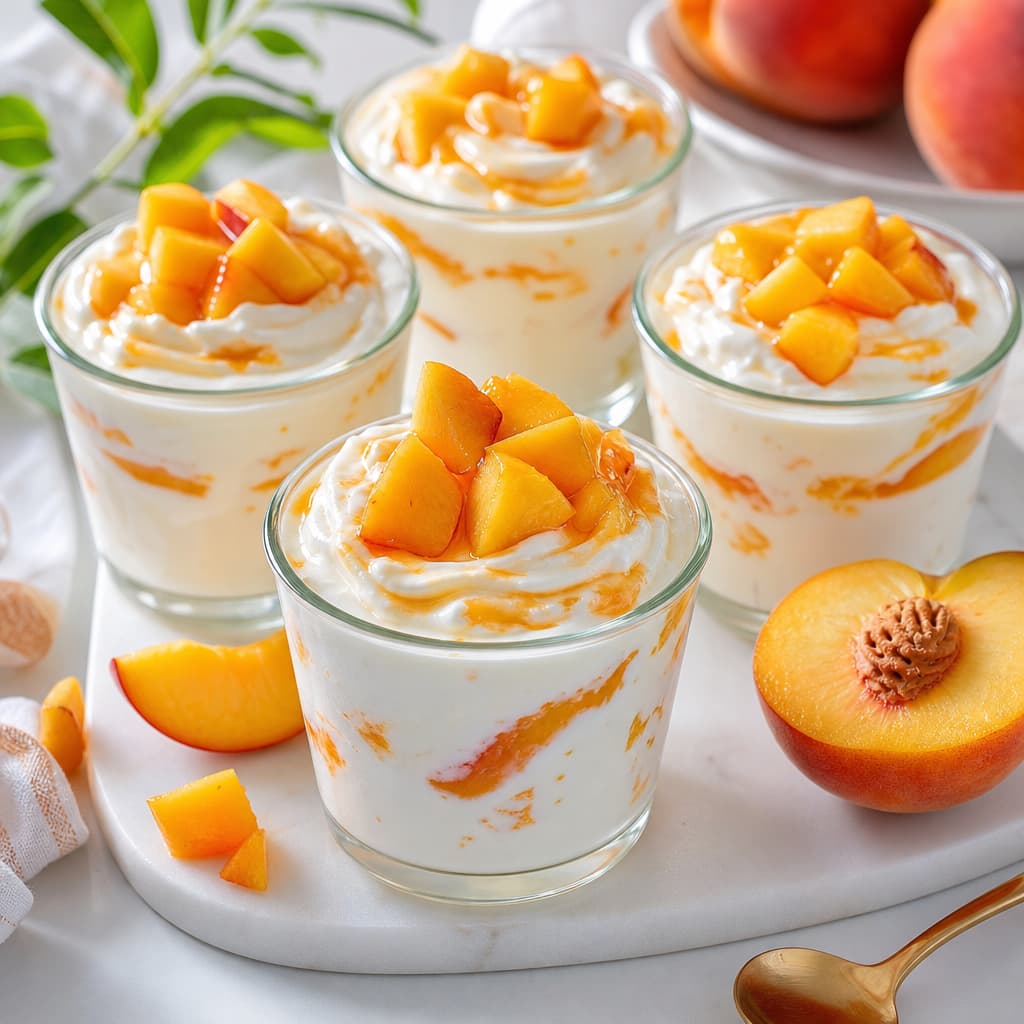 Vasitos familiares de yogur y melocotón preparada como receta RAIAN