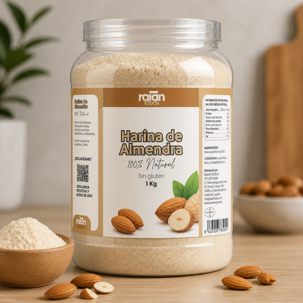 Bote de harina de almendra RAIAN 1 kg