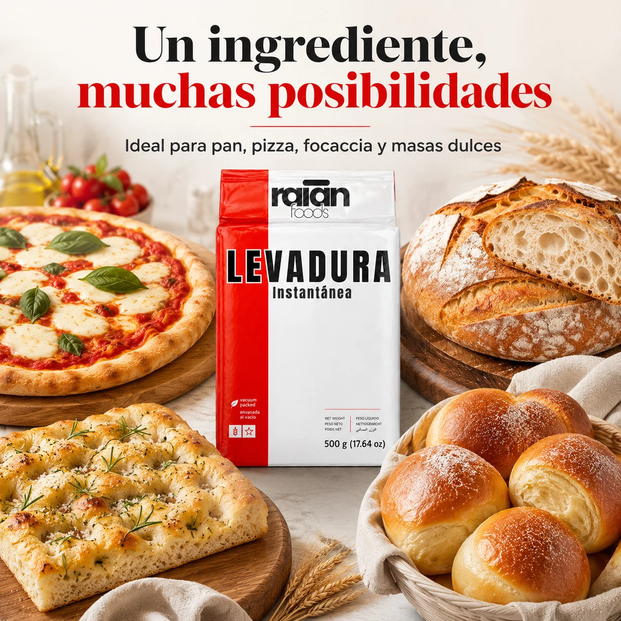 Levadura instantánea RAIAN: un ingrediente para pan, pizza, focaccia y masas dulces