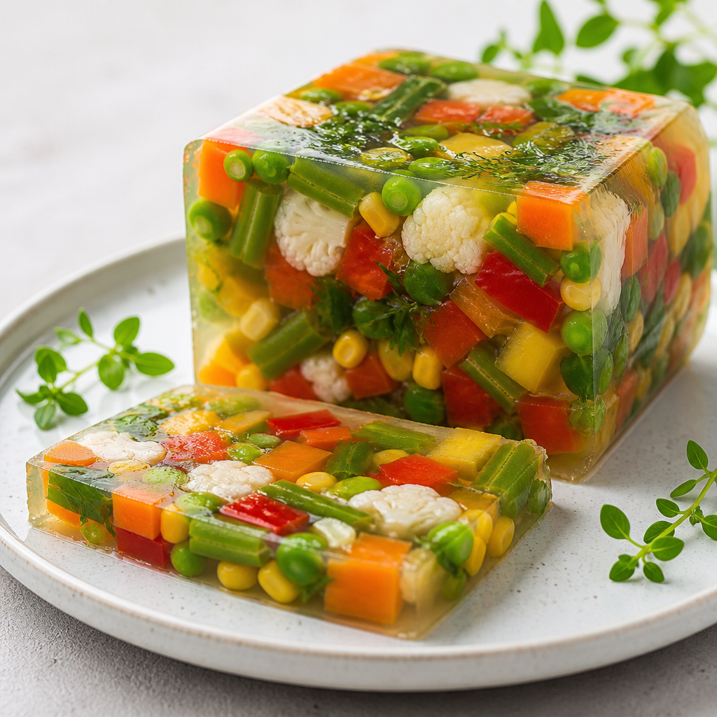 Aspic de verduras preparada como receta RAIAN