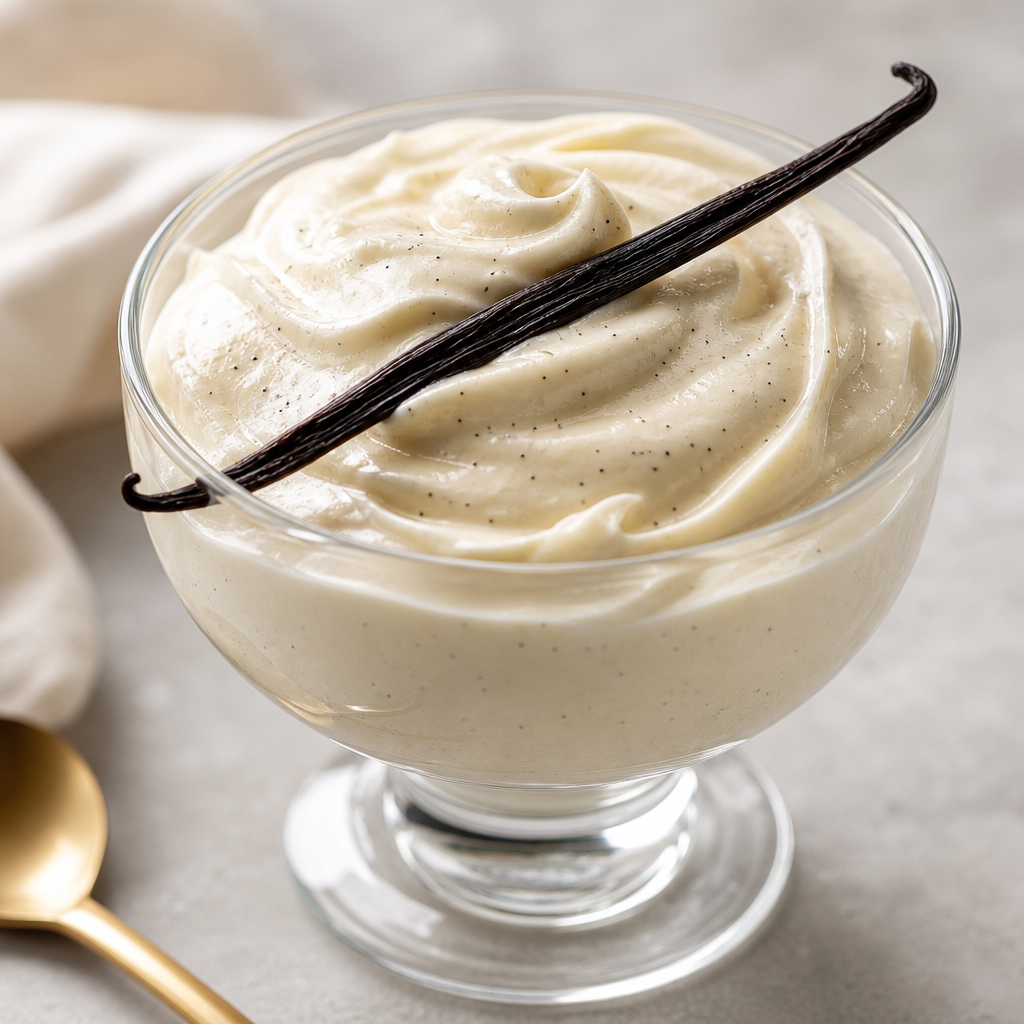 Bavarois fitness de vainilla y queso fresco batido preparada como receta RAIAN