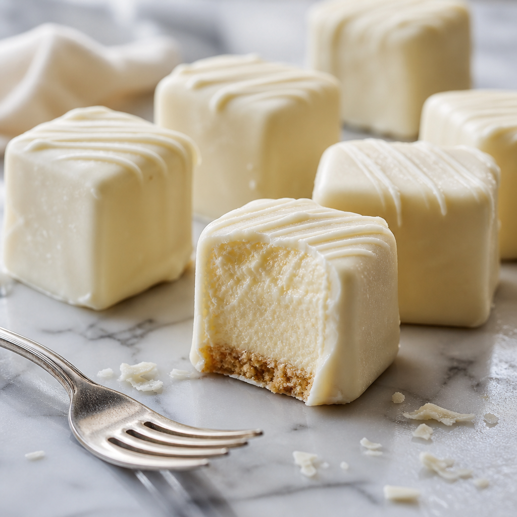 Cheesecake bites con chocolate blanco preparada como receta RAIAN