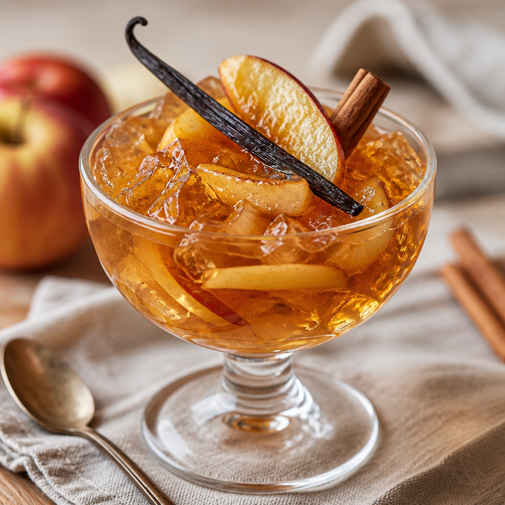 Gelatina premium de manzana asada, vainilla y canela preparada como receta RAIAN