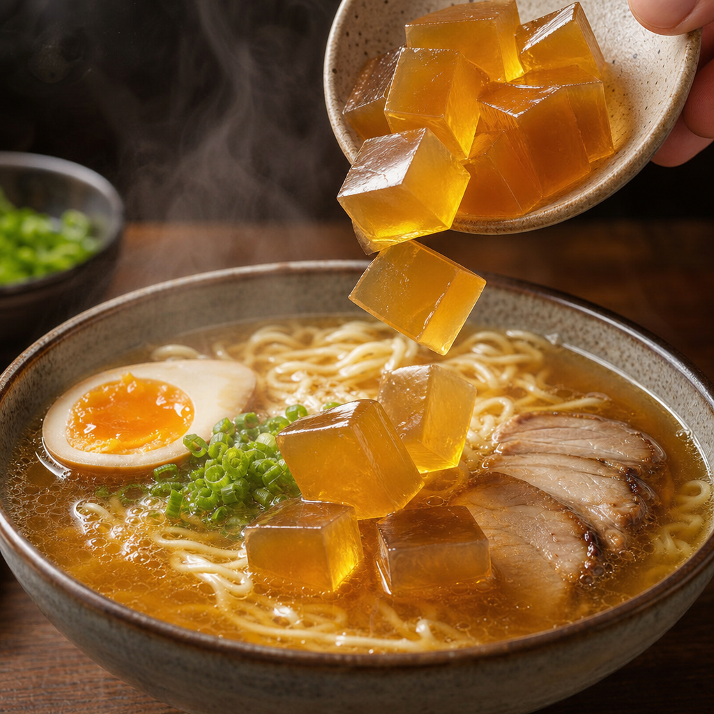 Gelée de caldo para ramen o sopas preparada como receta RAIAN