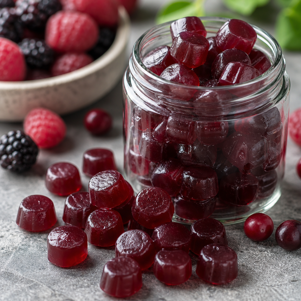 Gominolas de colágeno con frutos rojos preparada como receta RAIAN