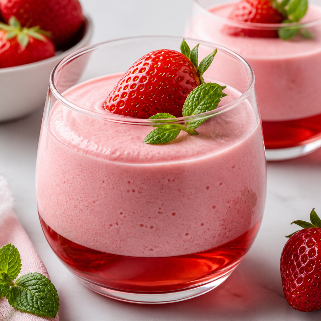 Mousse de fresa con gelatina preparada como receta RAIAN
