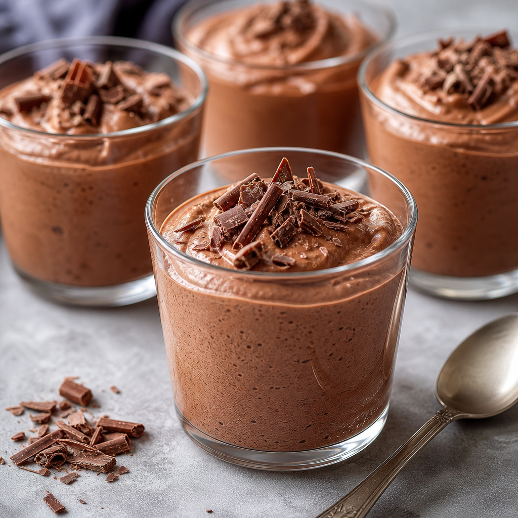 Mousse familiar de chocolate suave preparada como receta RAIAN