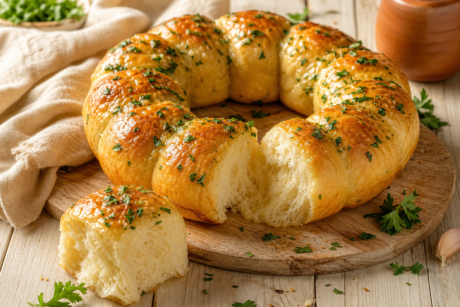 Pan de ajo y perejil preparada como receta RAIAN