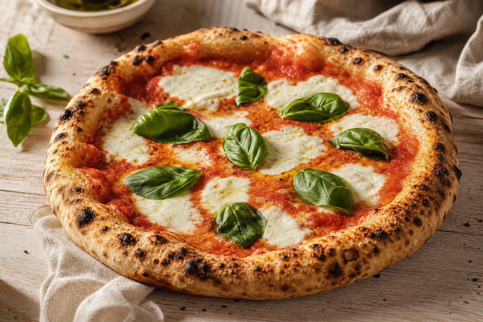 Pizza margarita napolitana preparada como receta RAIAN