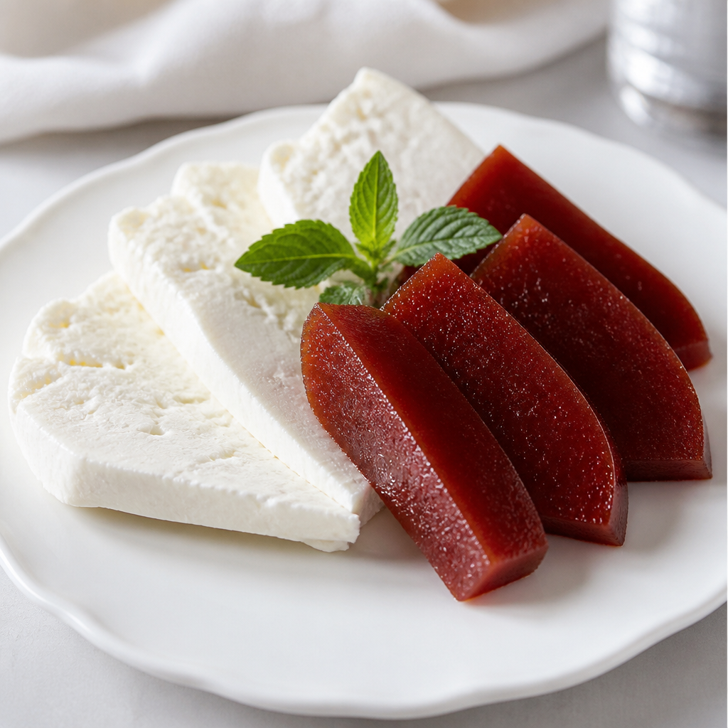 Postre casero de membrillo y queso fresco preparada como receta RAIAN