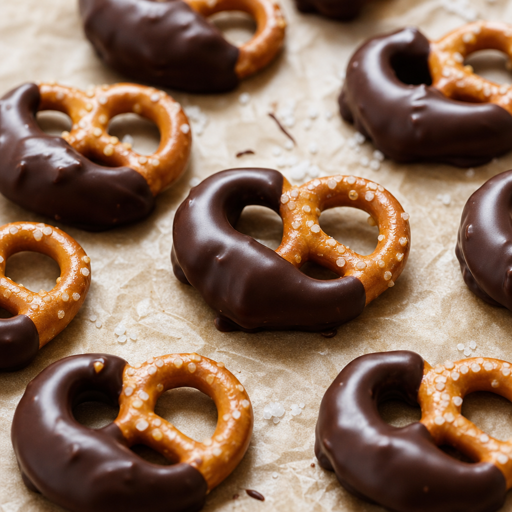 Pretzels bañados en chocolate negro preparada como receta RAIAN