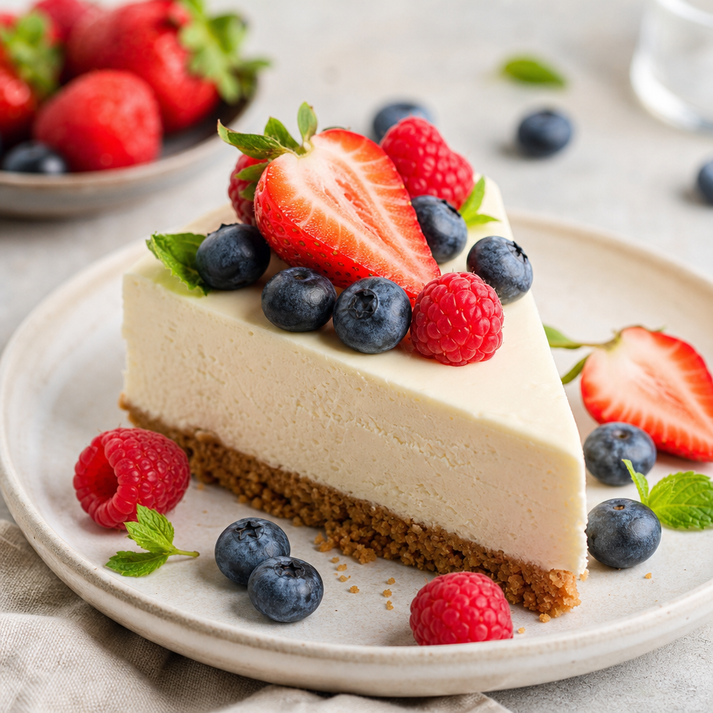 Tarta fría de queso sin horno preparada como receta RAIAN